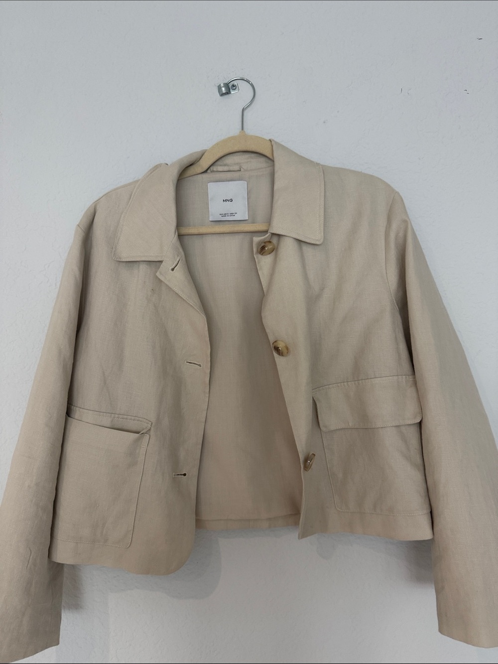Mango Cream Cropped Button Jacket - Picture 7 of 10